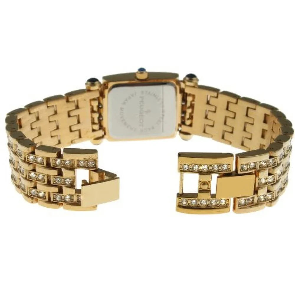 Leather Bands Crystal-Accented Peugeot Interchangeable Women's Gold-Tone Two with 691G Watch