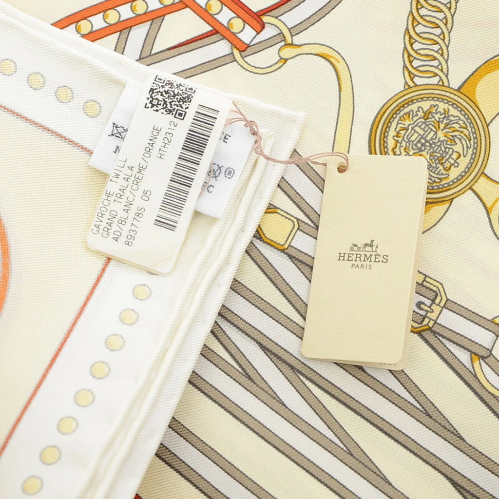 Gavroche Scarf Orange (Like Pre-Owned Carre New) Hermes Grand White Tralala Cream 45