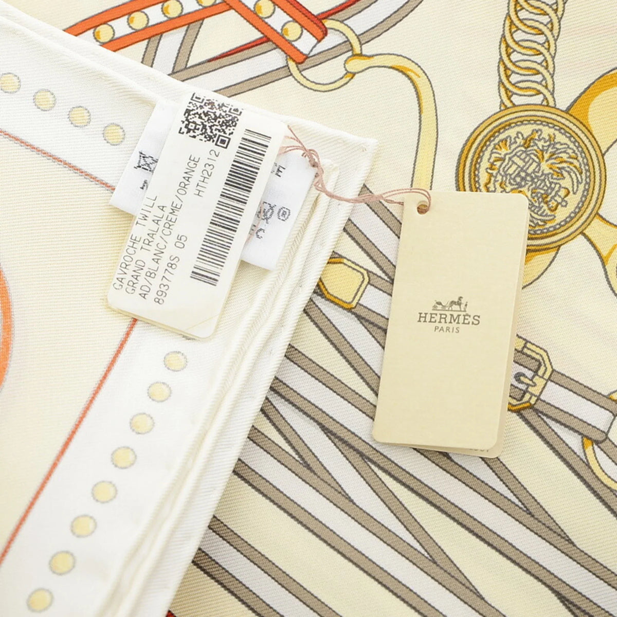 Gavroche Scarf Orange (Like Pre-Owned Carre New) Hermes Grand White Tralala Cream 45