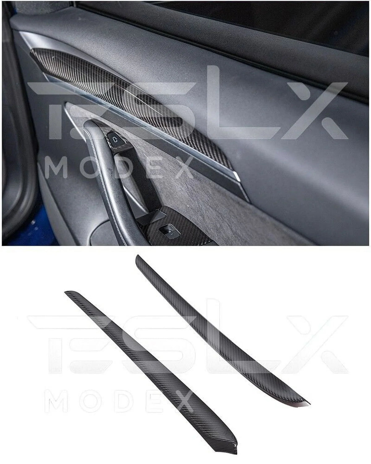 Model 2020-2023 Cover Interior Pair Y CARBON Style Replacement Front Model 3 Trim Factory Panel FIBER & 2020-Up Door For TESLA