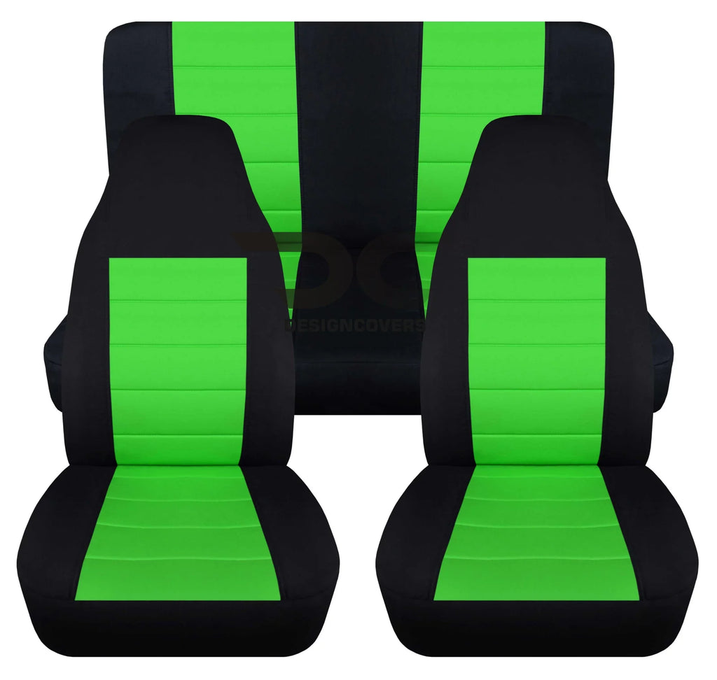 LJ Set Wrangler 2003-2006 Full and Green : T240-Designcovers Lime with Black Jeep - Compatible