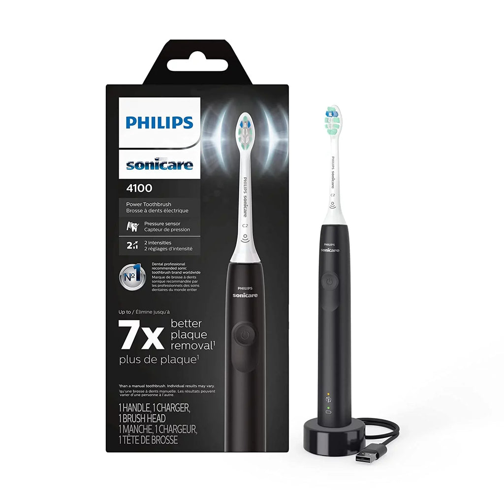 Power Toothbrush Philips Sensor, Rechargeable Black 4100 Toothbrush, Sonicare Pressure Electric with