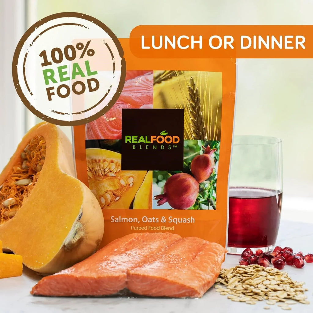 Oats Oz Meals Blends Pouch for & of 12) 9.4 (Pack - Salmon, Squash Real Fed Tube - Food People -