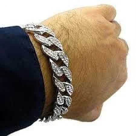 Iced #) Out Wristwatch Mens Dial Rocks Colorful Fully Big Cuban - Shiny RN Silver ST10327 Silver Cuban Out (Silver w/Blinged Bracelet Roman Numerals with R Charles Blue Royal Raymond