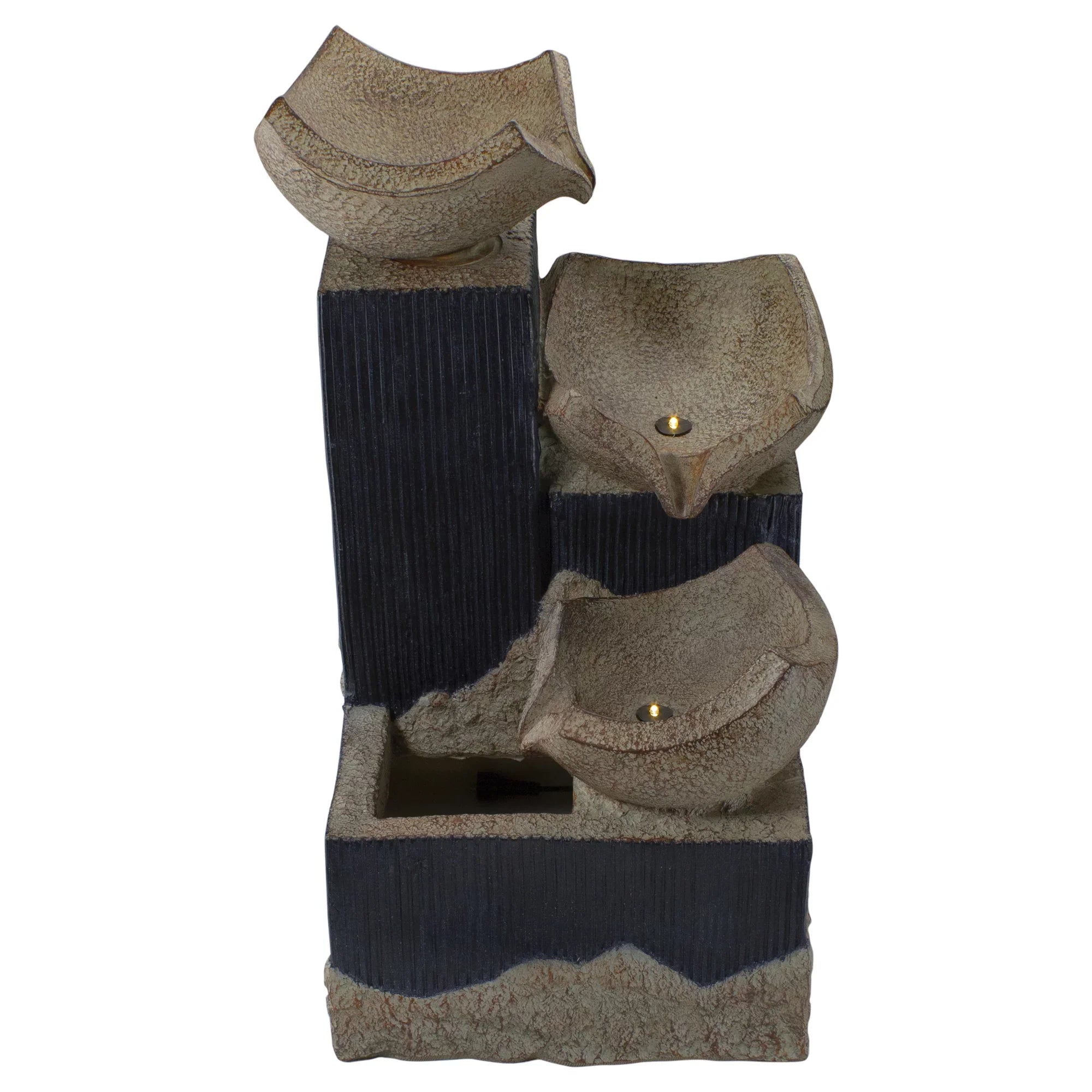 Northlight Lighted LED 21" Bowl Cascading Fountain Outdoor Water 3-Tier