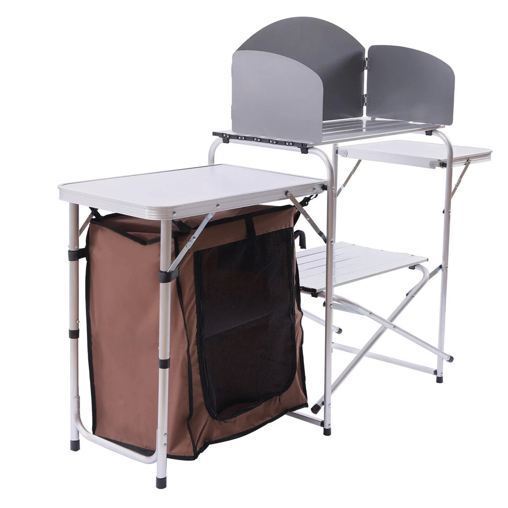 Cabinet Table BBQ Kitchen Storage Picnic Folding Table Portable Miumaeov Camping Rack