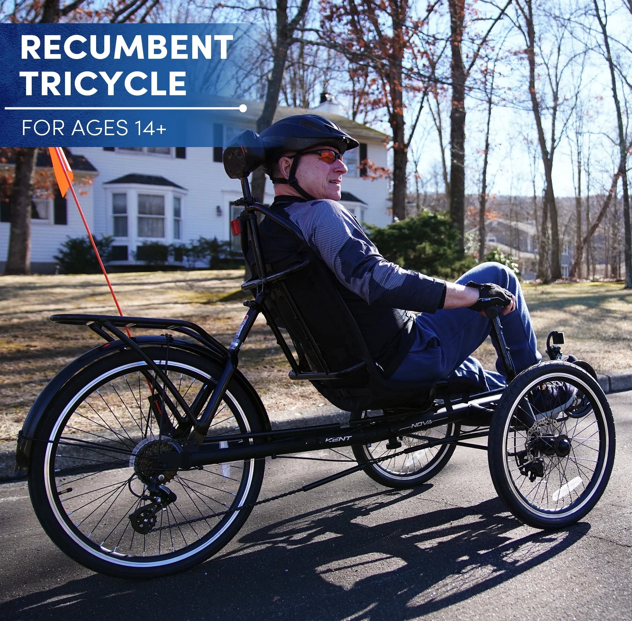Nova Bike, Black Bicycles Unisex Recumbent 24-inch