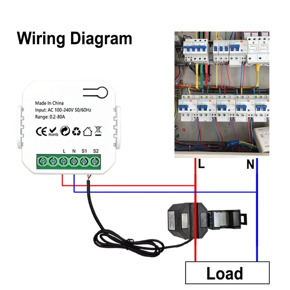Clamp Power Statistics Monitor Dazzduo KWh Compatible Electric meter,Statistics Power 80A Monitor Power 80A KWh KWh Monitor Voice Clamp Compatible Statistics Meter Meter Clamp