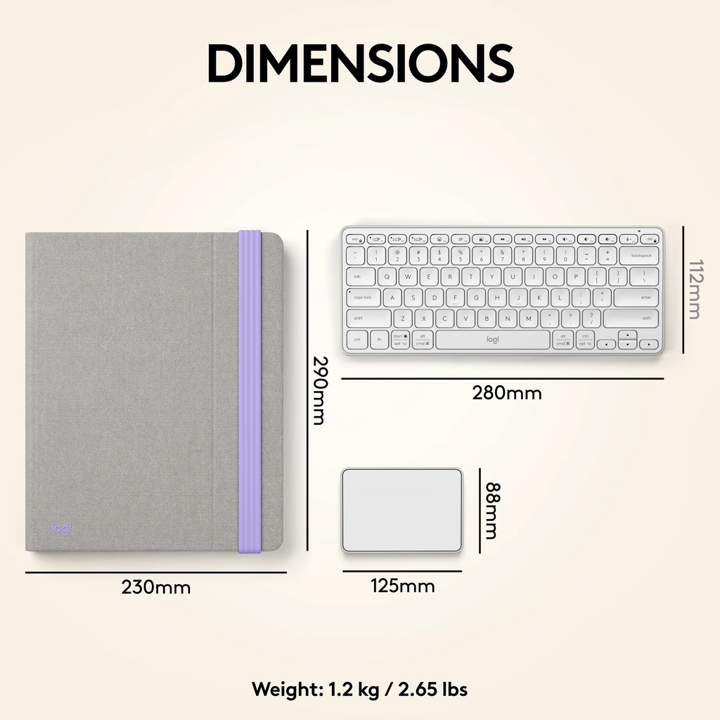 Bluetooth, Up Wireless for Laptop ChromeOS Calm Charging, Windows, Keyboard Kit to Laptop/MacBook - Casa Logitech USB 17?) - (10? & C Stand, Desk Home From with Touchpad, macOS, Work Pop Nordic