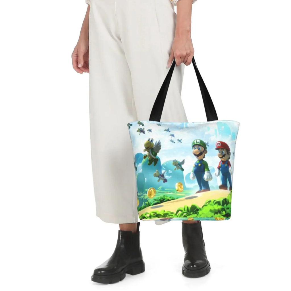 Business Shoulder Handbag Cartoon Bag For Luigi Women's Travel School Mario Super Work Large Capacity Shopping Beach Tote