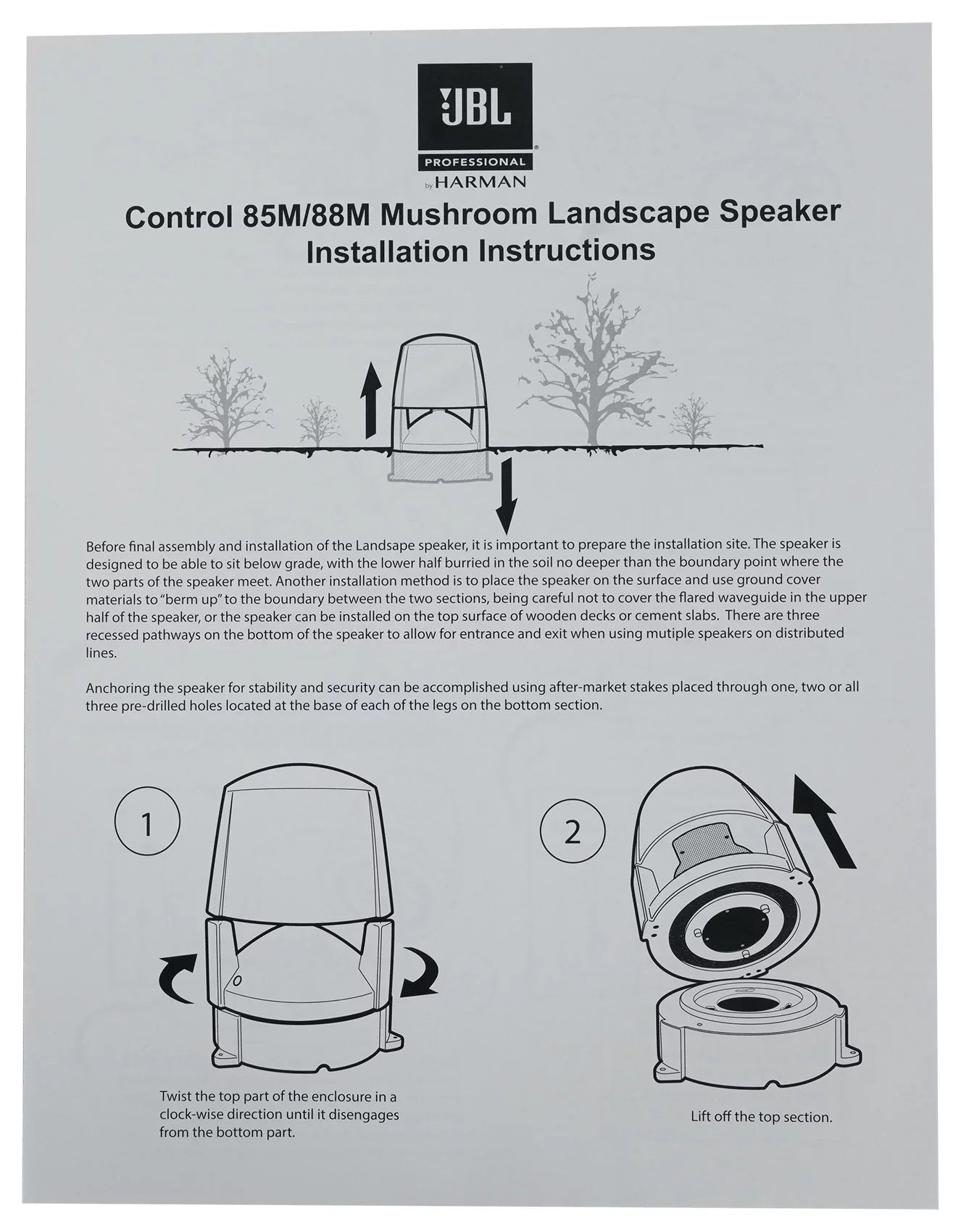 5.25" 70v JBL (10) 85M CONTROL Speakers+Amplifier Commercial Outdoor Landscape