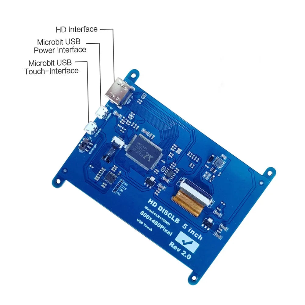 Tomshoo Capacitive Pi Raspberry USB with Interface Resolution Touchscreen Compatible 5 Small with Portable 800*480 Inch Display Tool