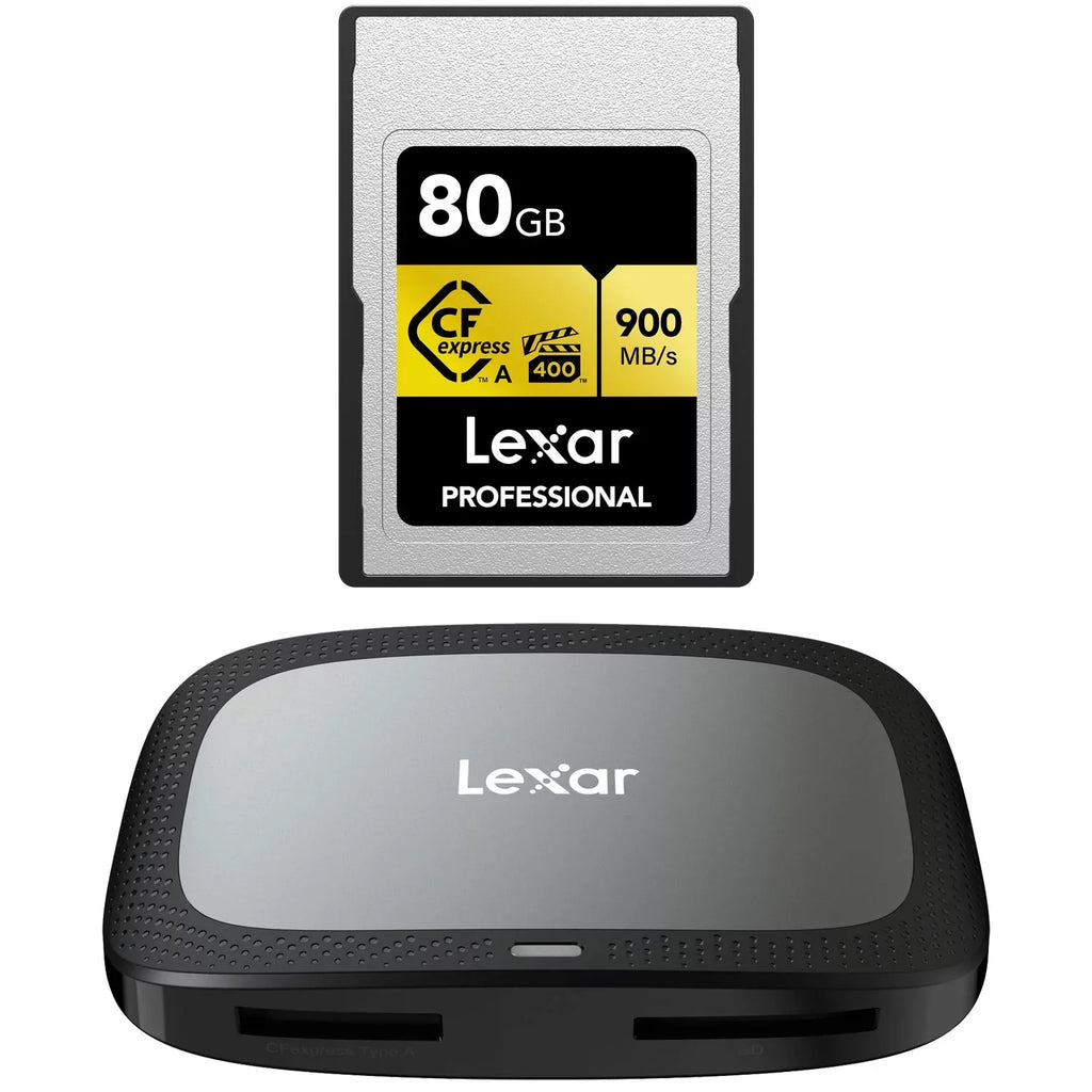 Card, Bundle Lexar A Memory with R900/W800 Gold 80GB Reader Pro CFexpress Type Card