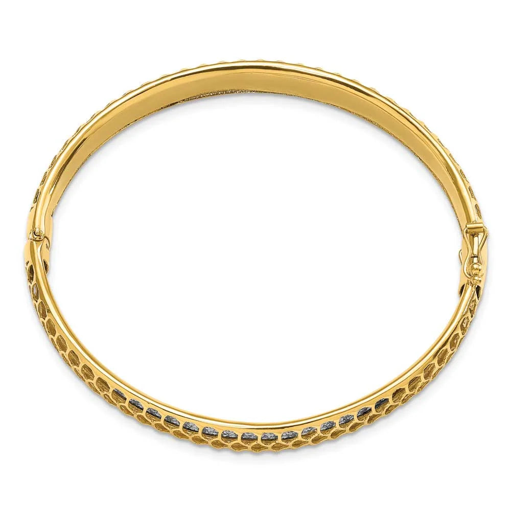 Polished Hinged 14k D/C Bangle Two-Tone Gold
