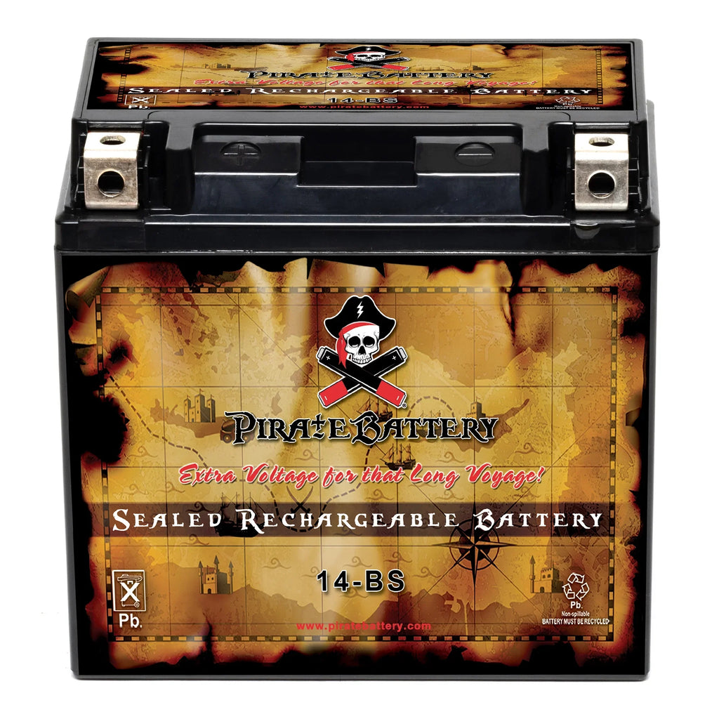 1995 Pirate Battery 800cc B, for Kawasaki Drifter Ah, 200 Vulcan, YTX14-BS E 12 Vn800-a, Motorcycle Battery C, CCA) Classic, (14-BS Volt,12