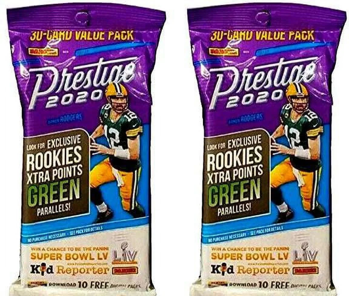 NFL Card LOT 2 of VALUE Card Football 2020 (30 Trading Packs Prestige Panini Per Pack!)