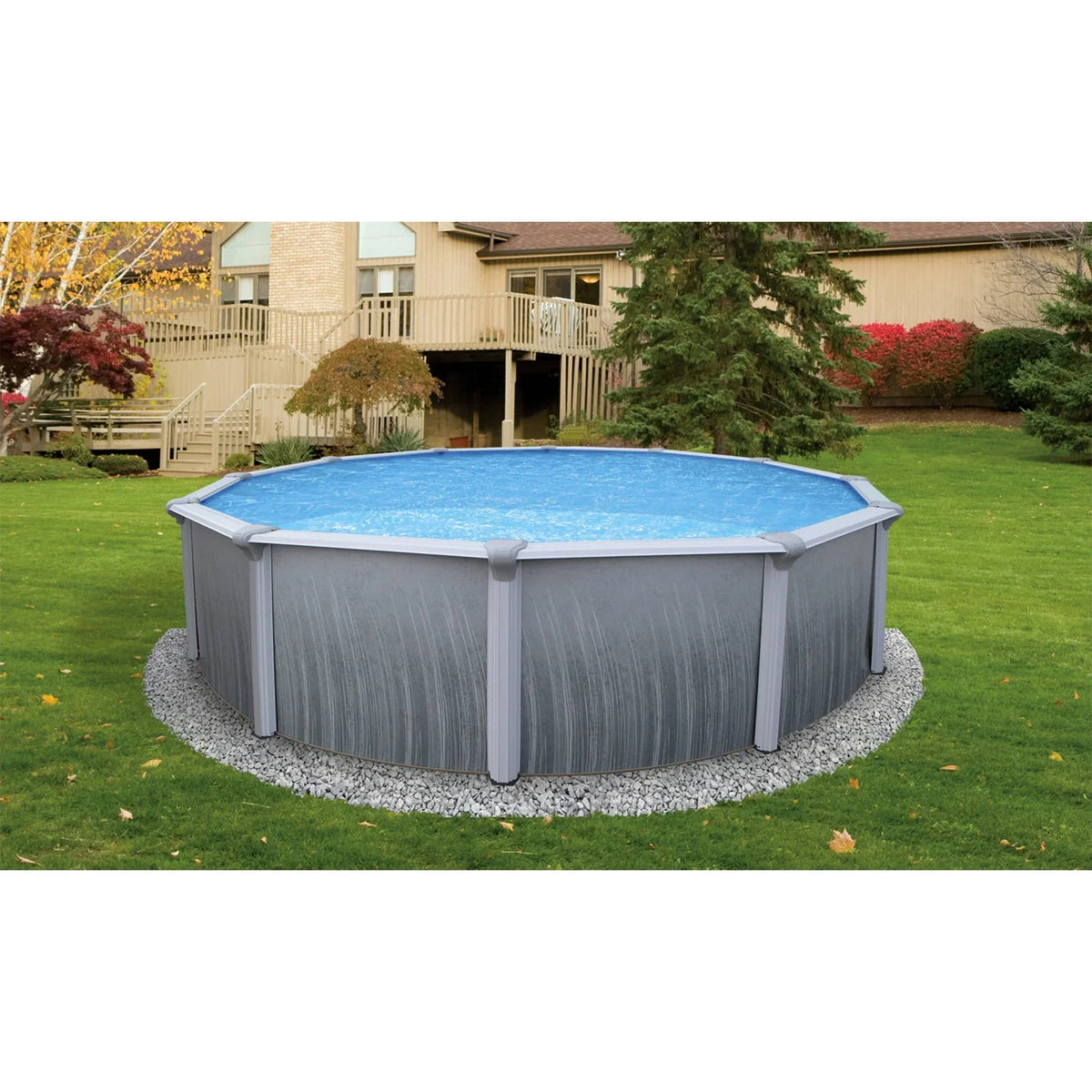 Rail With Martinique 7-In 52-In Pool 15' Round Bluewave Top Steel