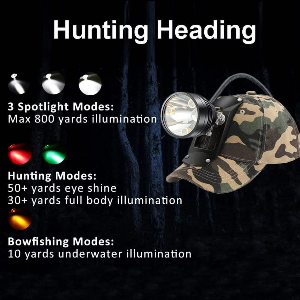 Headlamp Waterproof Fishing Powerful for Perfectly Coyotes Camping Head Predators Working Hog 6 With Modes Night Lighting for Hiking Rechargeable Hunting 4 LEDs & Lights
