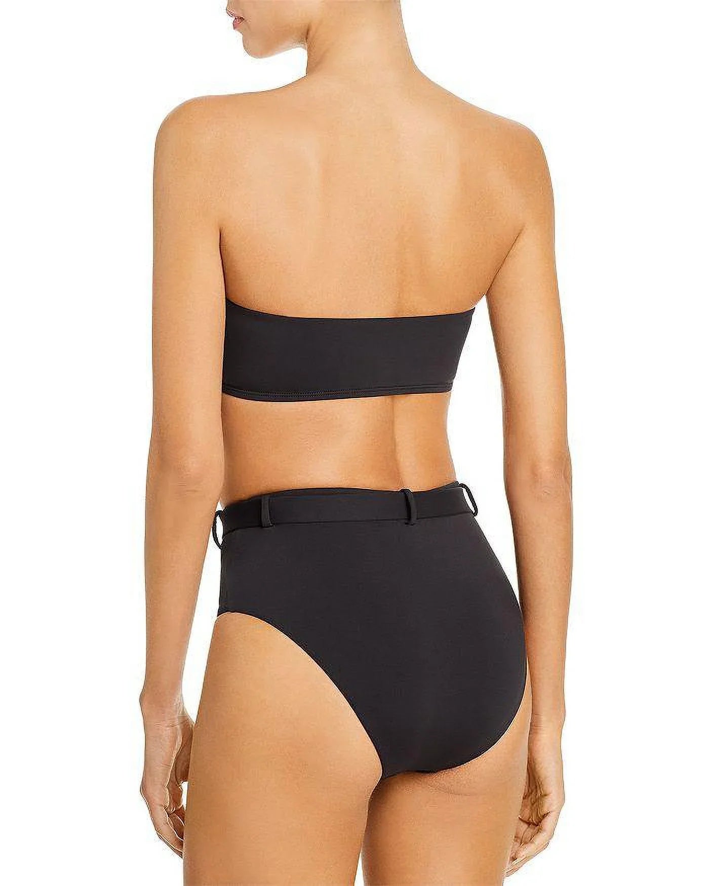 Aqua US Large High-Waist Swim Belted Bottom, BLACK Bikini