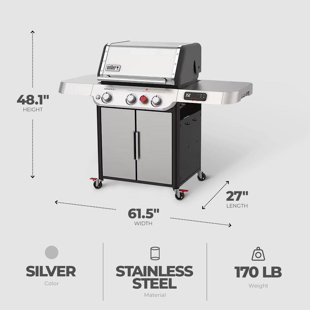 Steel Grill in Propane Technology Grilling Weber Genesis Gas Smart Stainless 3-Burner SX-325s with Smart Connect