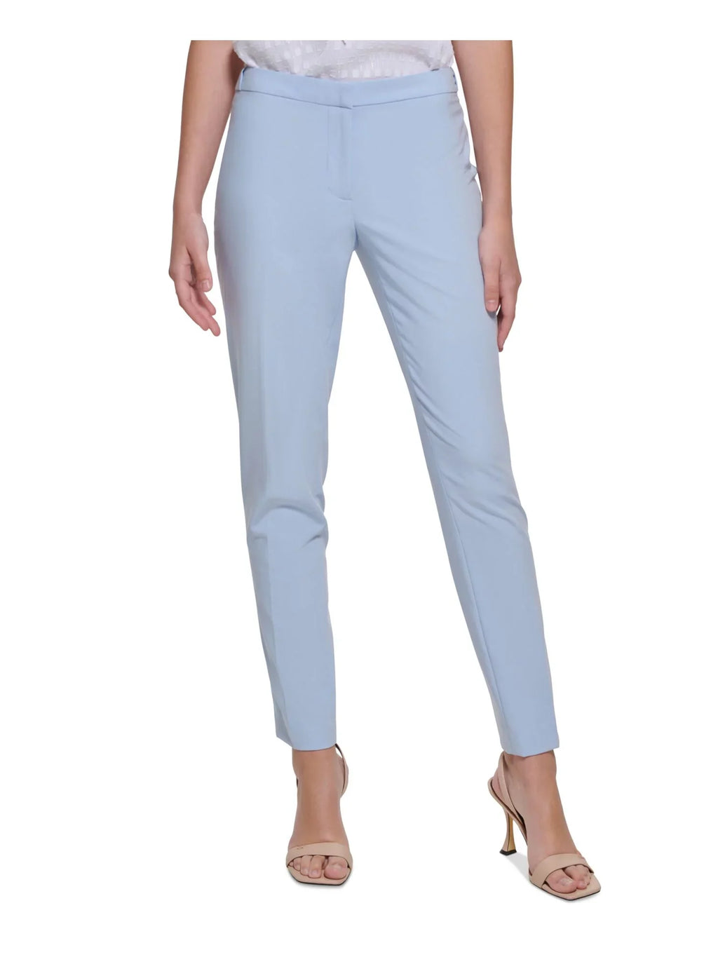 Wear Pants Zippered Womens Skinny 6P Light Pocketed To Ankle CALVIN Work Petites KLEIN Blue