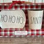 Melamine Black Rae HO Tumbler Letters HO HO Plate with Christmas Oval LL SANTA Ivory Gift and Dunn Set