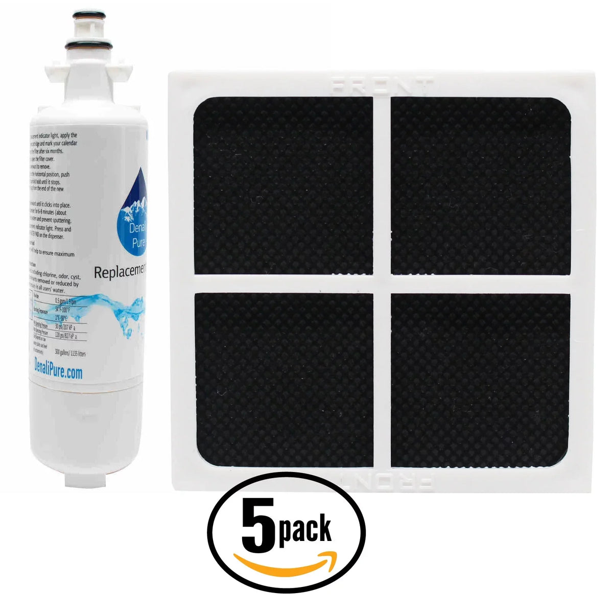 '- Fridge 5-Pack & Kenmore Kenmore LT700P Water & LT120F Refrigerator Air Replacement Denali Compatible Kit Brand Filter Pure 79572059110 - Filter