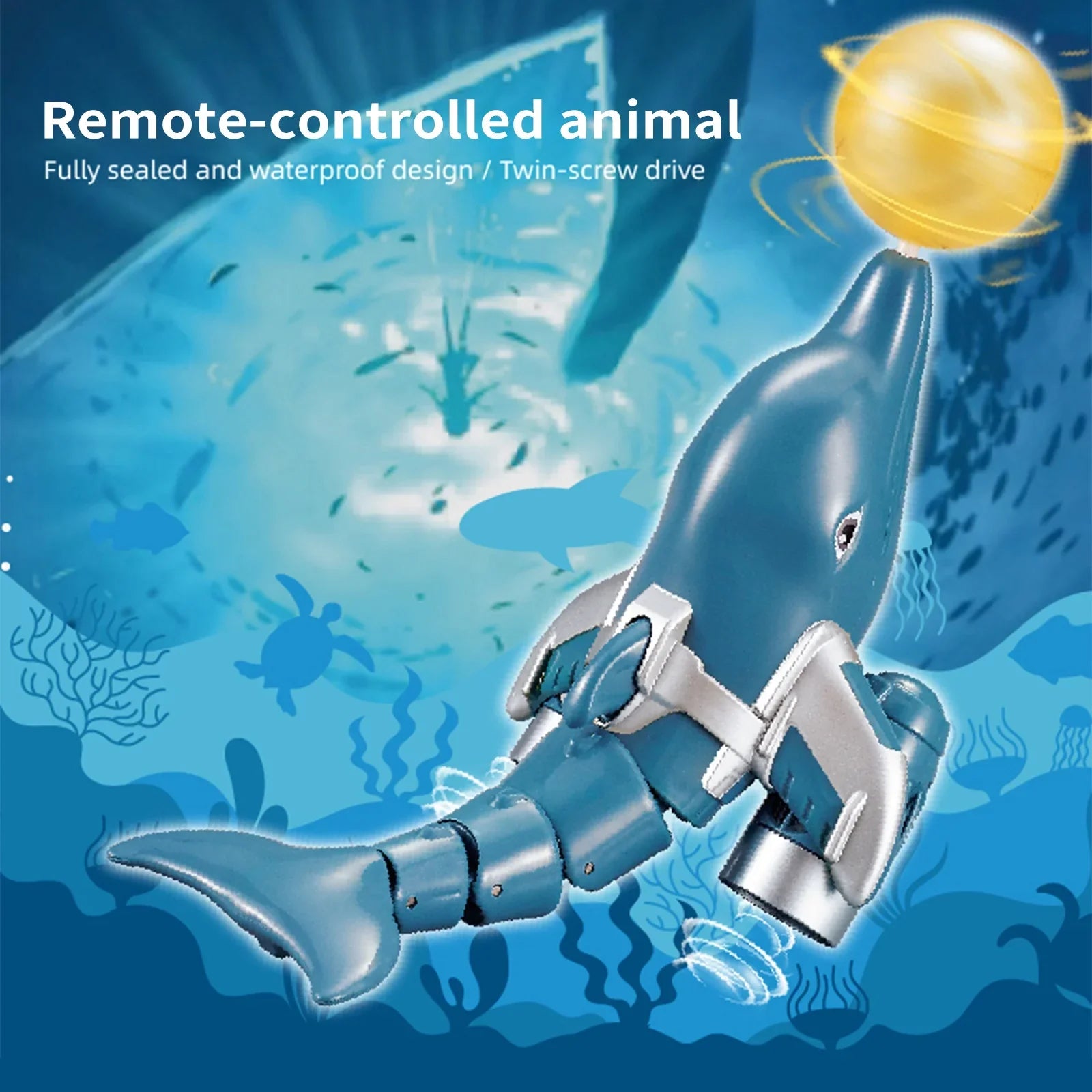 Remote Rotation Dolphin Lake Boat /one Shinysix Pool Boat Head River Dolphin Boat River boat,Remote And Water Head Toy Ball Kids Water Boat Animal Remote Water Lake Waterproof Demo
