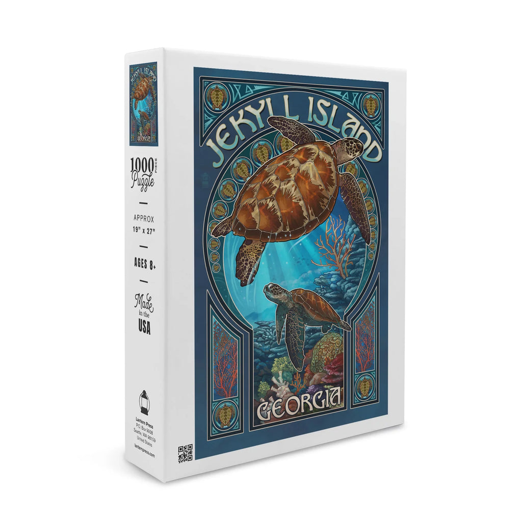 Piece for in Art Challenging Made (1000 Family, 19x27, Jekyll USA) Size Adults Puzzle and Island, Turtle Puzzle, Nouveau Georgia, Jigsaw Sea