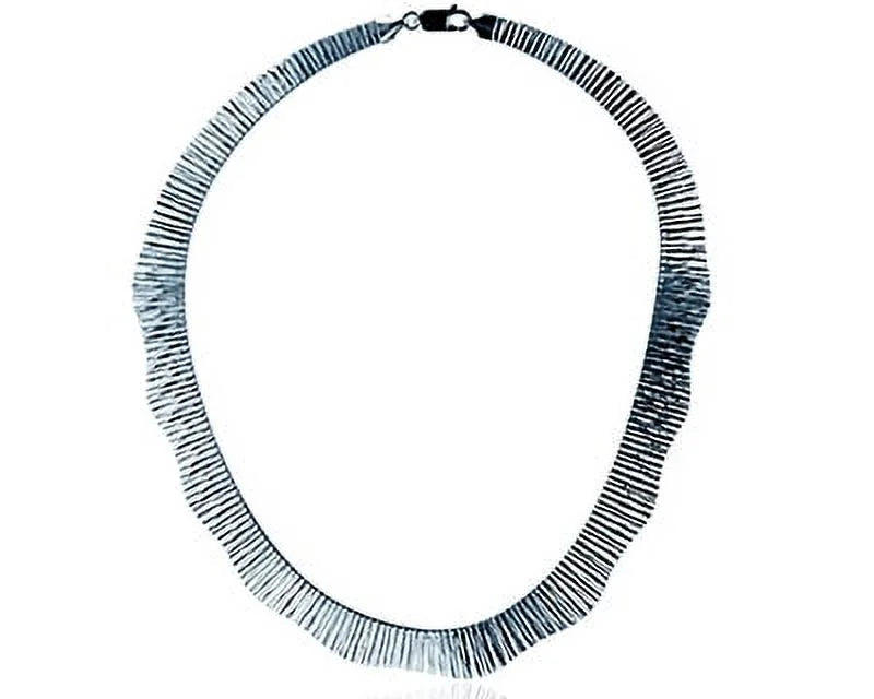 16mm Sterling Cleopatra 16" Necklace Wavy Silver Omega Rhodium Graduated