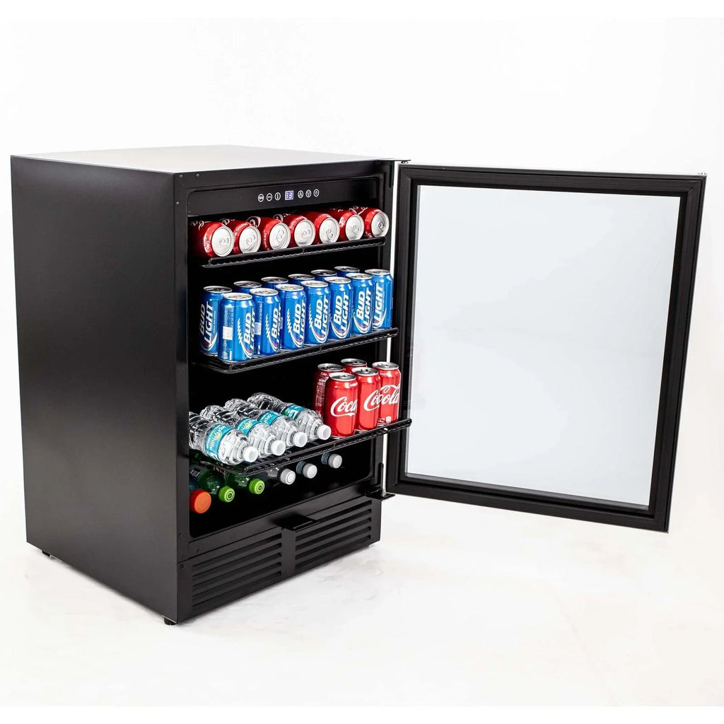 Stainless 130 Can Center, Beverage (BCA516SS) in with Black Cabinet Steel Avanti Capacity,