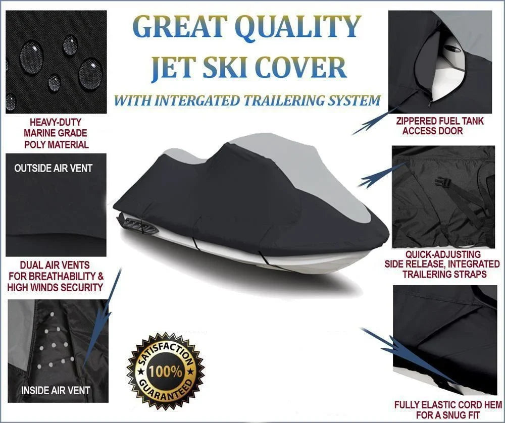 JETSKI TOP Black/Grey Cover Ski SUPER Watercraft OF 2004-2011 Jet Output PWC Cruiser Cover FX for THE LINE High HEAVY-DUTY Compatible YAMAHA
