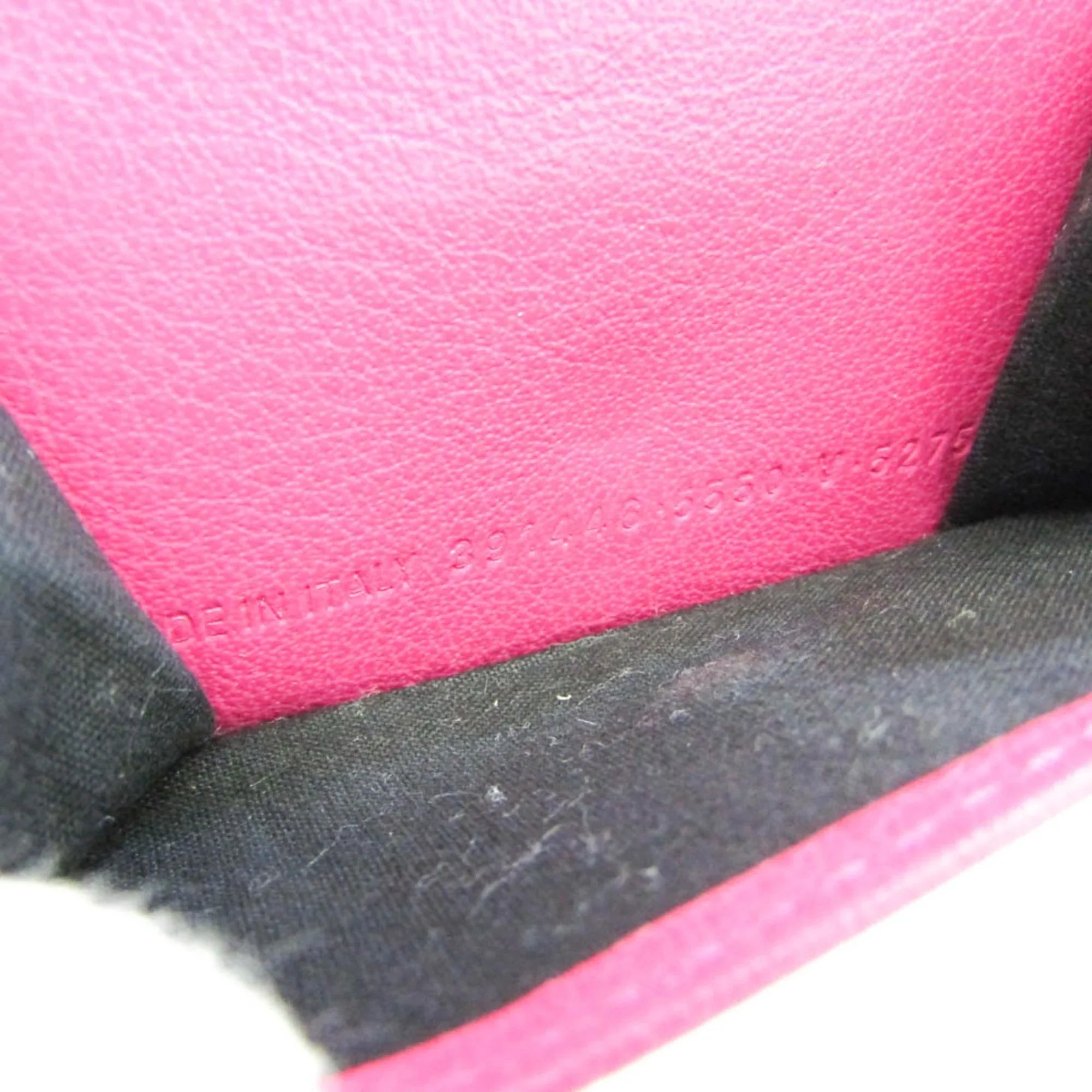 Pre-Owned (Good) 391446 Balenciaga Mini Pink Wallet Women's Papier Leather (tri-fold)