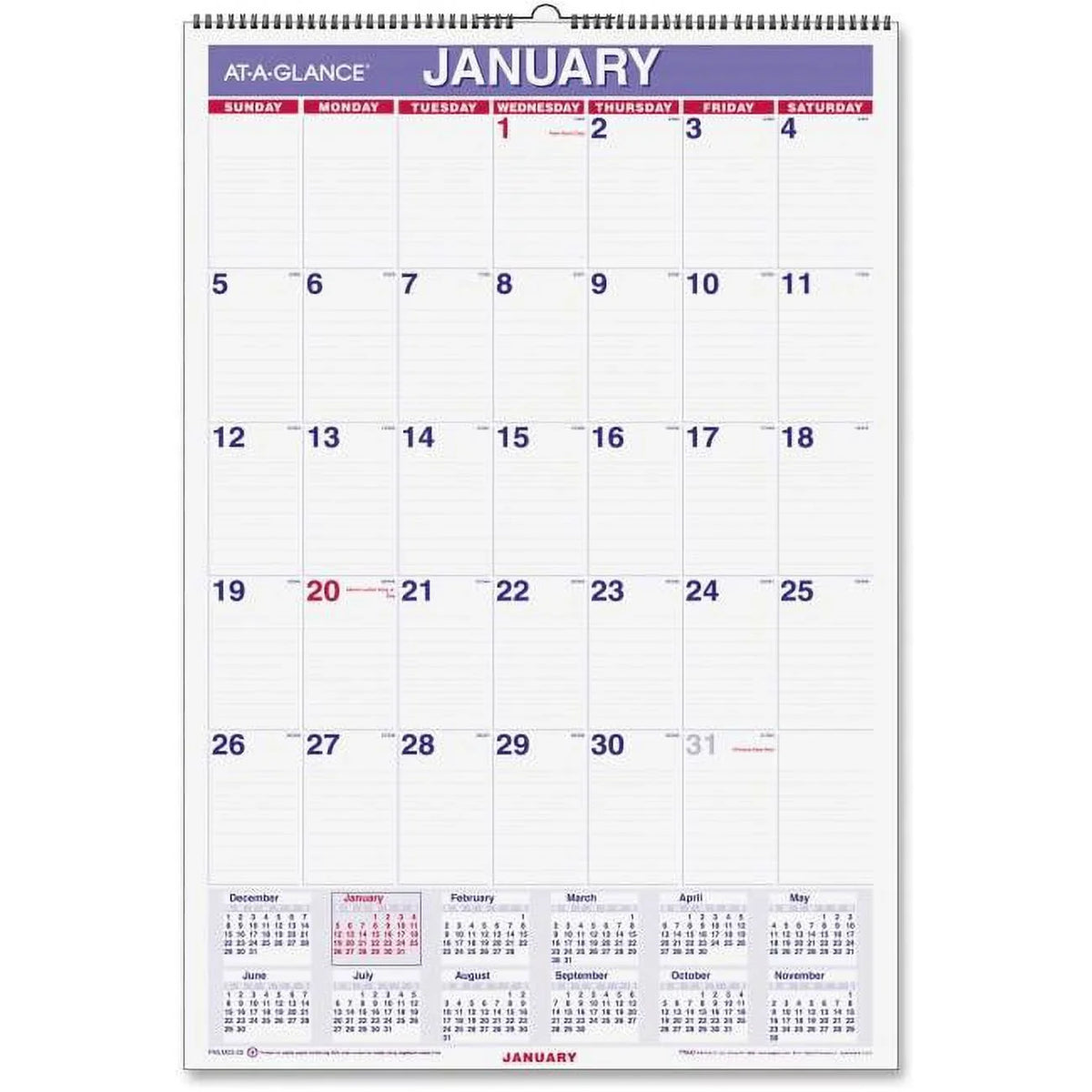 At in. Calendar A - Monthly 22 Laminated Glance x 2017 15.5 Wall Erasable