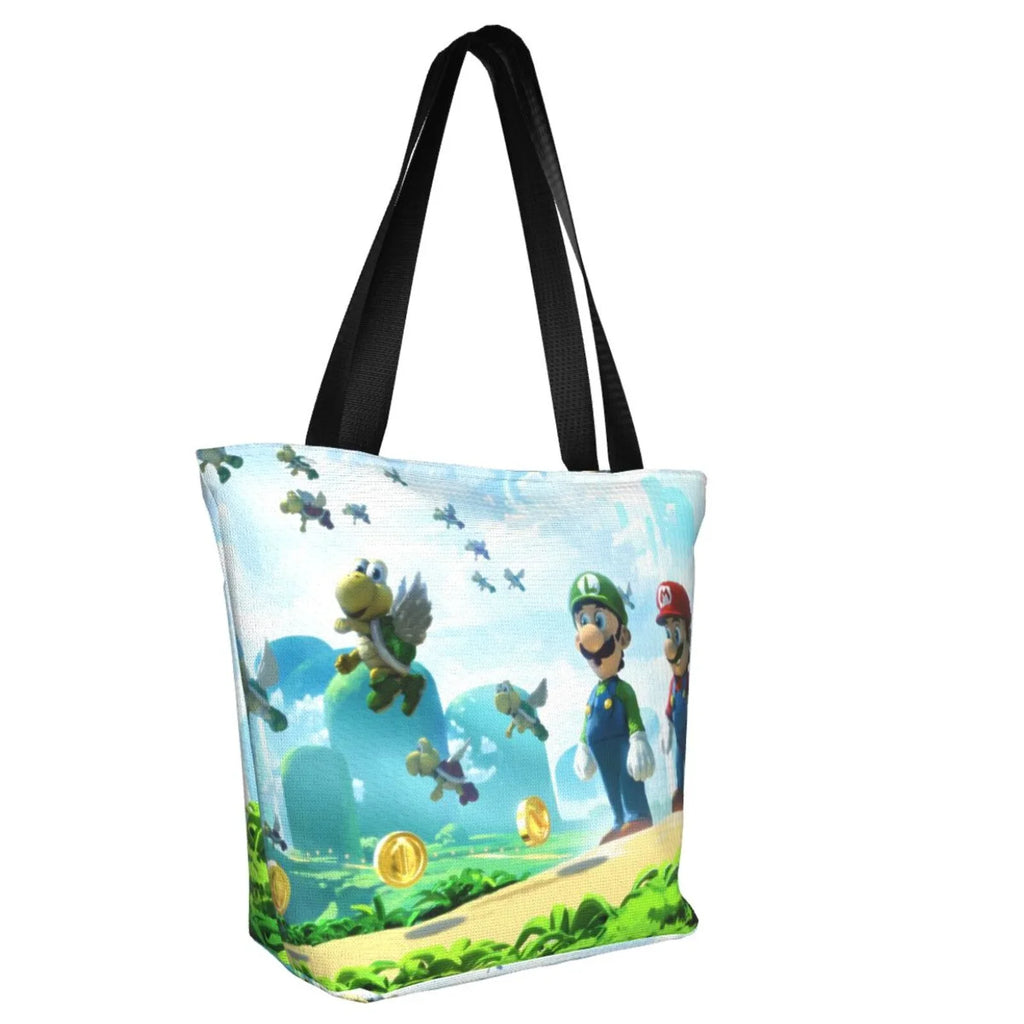 Business Shoulder Handbag Cartoon Bag For Luigi Women's Travel School Mario Super Work Large Capacity Shopping Beach Tote