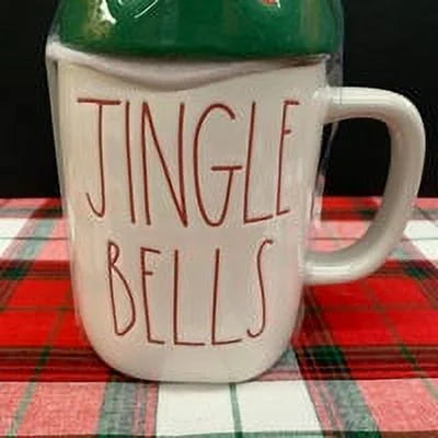 and in BELLS Rae Red JINGLE LL Red Ceramic Christmas Topper with Green Cap Dunn Letter Mug Ivory