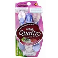 3 Razors, Performance For Quattro Schick Sensitive Disposable Skin Women Ea, Pack High 3 -