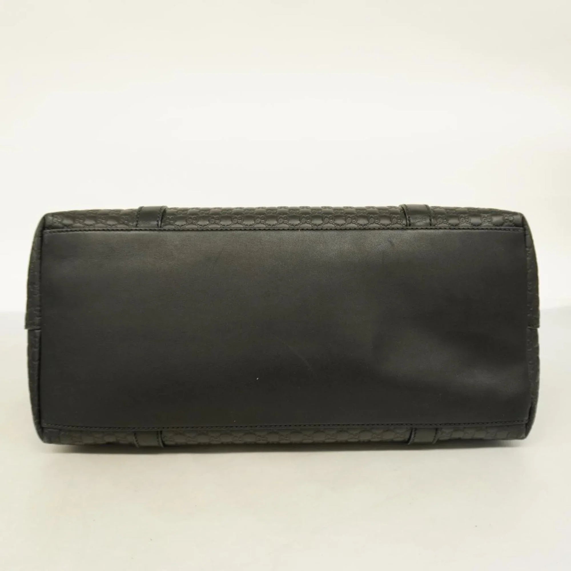 Gold Women's Gucci Black Pre-Owned Micro Hardware Leather Handbag Guccisima 449658 (Good)
