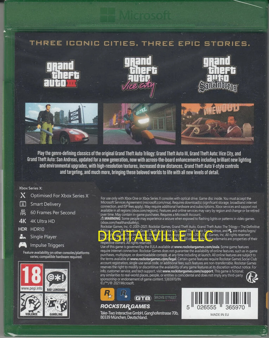 X Grand Definitive GTA Sealed Brand One Theft Xbox Auto and Trilogy Series New