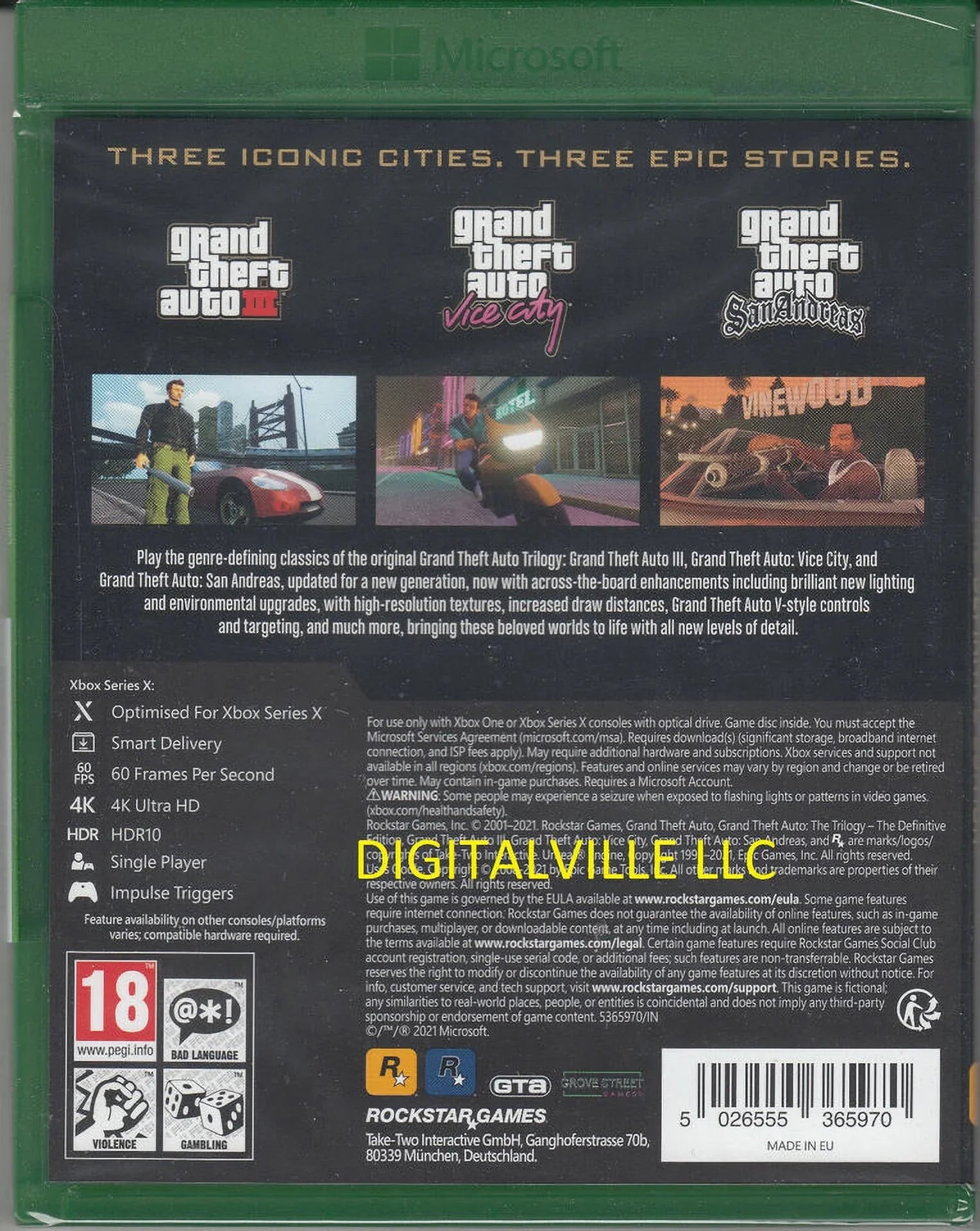 X Grand Definitive GTA Sealed Brand One Theft Xbox Auto and Trilogy Series New