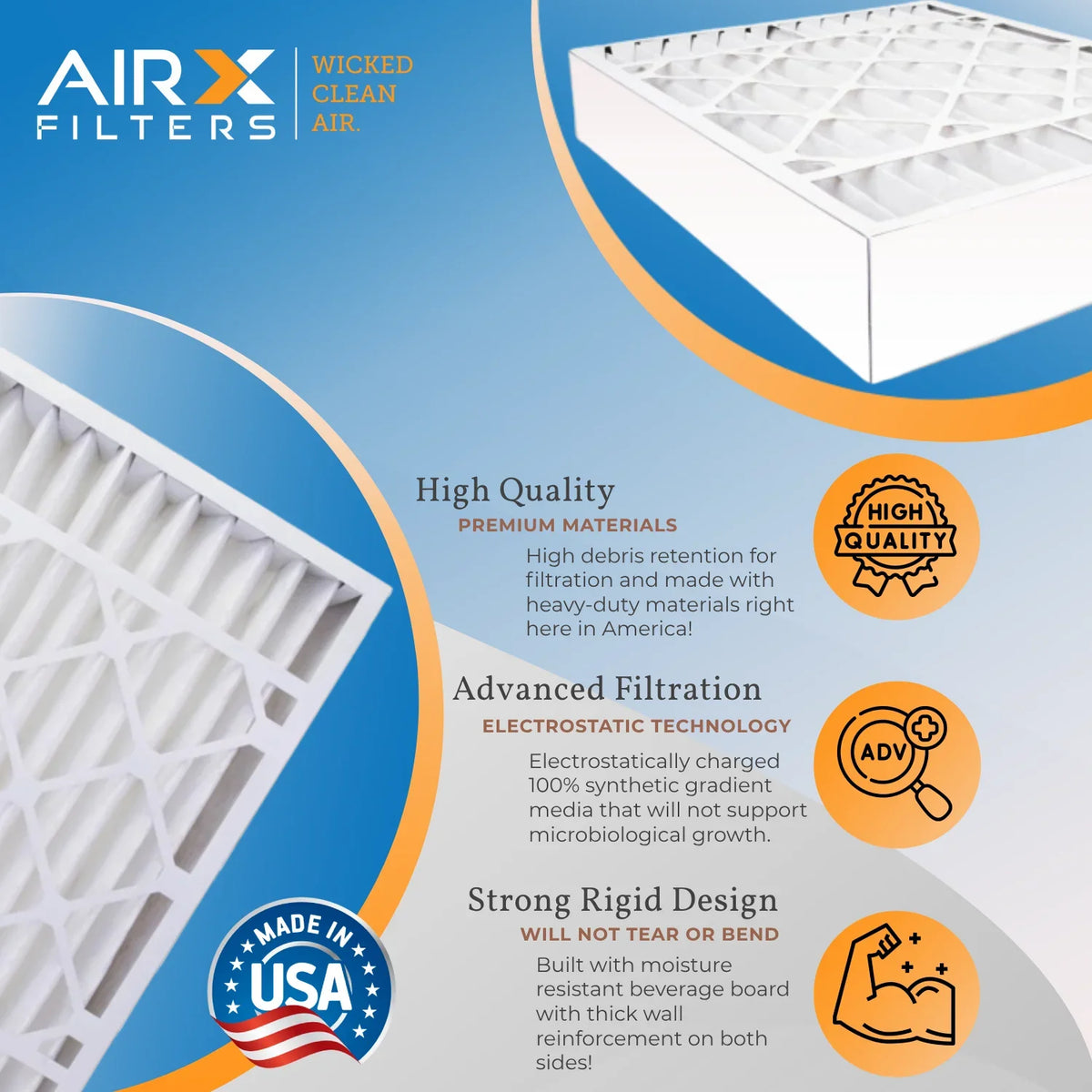 FR2000U-108 11 Made 1000, MERV Filter MPR Air USA AIRX Furnace WICKED FPR Filter MPR White CLEAN Compatible AIR. by 20x25x5 Rodgers & FILTERS Pack 2 20x25x5 Premium 7 with 1200 to Comparable