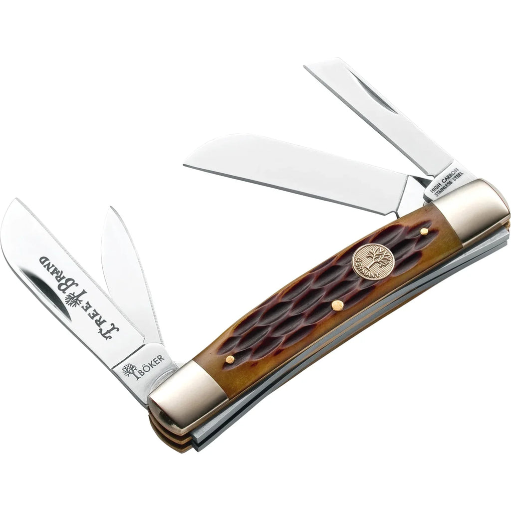 DROP BOKER SERIES STEEL KNIFE POINT 2.12" BONE TRADITIONAL CARBON SET