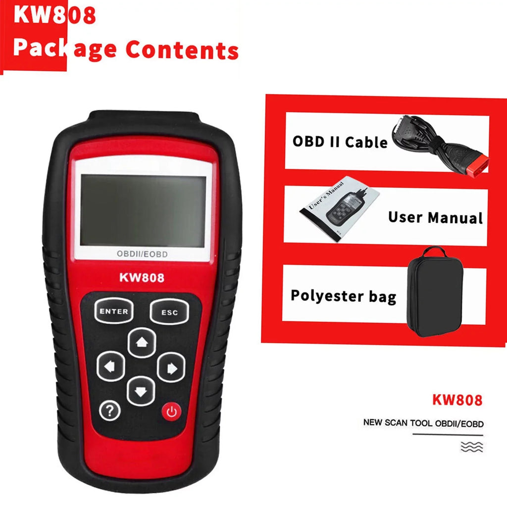 and Scanner for Reader Scanner Code OBDII/EOBD Moobody Automotive KW808, Detection Auto Car
