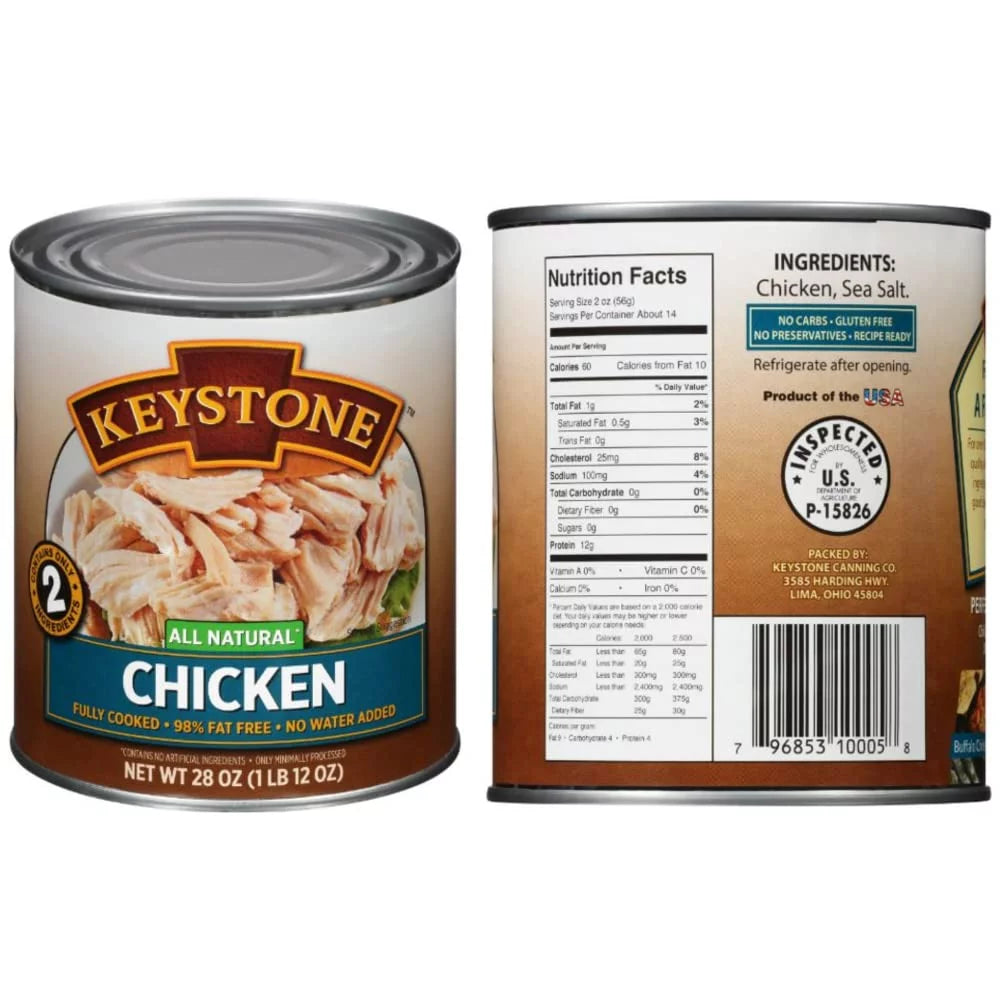 Survival Pork (6 - of Life Natural 28oz Emergency Keystone All 2 Beef, and eat Each) Long Combo Chicken to Ready Food Camping Cans Shelf Cans