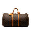 (Good) 55 WeekenderBag Brown Bag Travel Pre-Owned Monogram Keepall Louis Authenticated Canvas Vuitton Unisex