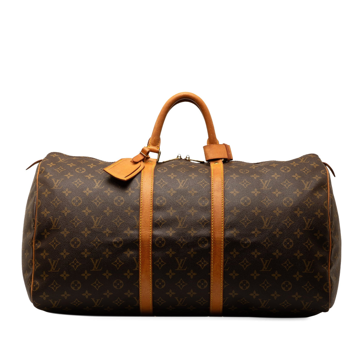 (Good) 55 WeekenderBag Brown Bag Travel Pre-Owned Monogram Keepall Louis Authenticated Canvas Vuitton Unisex