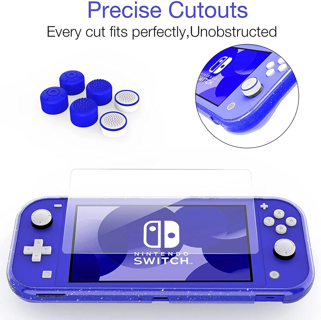 Protective Switch Accessories,Switch Case and Case Lite,Protective Hard HEYSTOP Switch Thumb Travel Lite Portable and Lite Cap,Blue Glitter for with TPU Console Nintendo Case Carry Case Nintendo for
