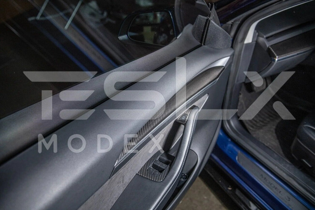 Model 2020-2023 Cover Interior Pair Y CARBON Style Replacement Front Model 3 Trim Factory Panel FIBER & 2020-Up Door For TESLA