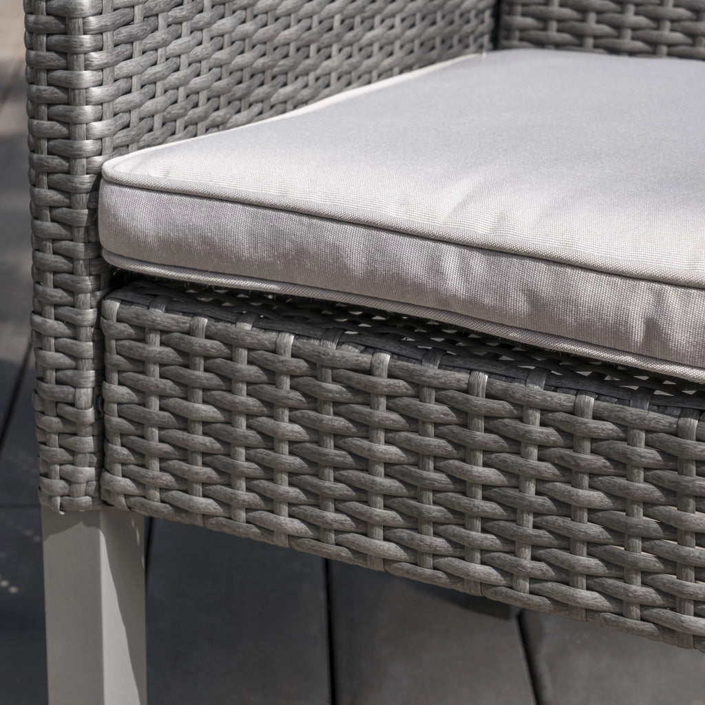 Piece with Set Cushions, Wicker Square Arcadia Dining Silver Grey, Outdoor 5