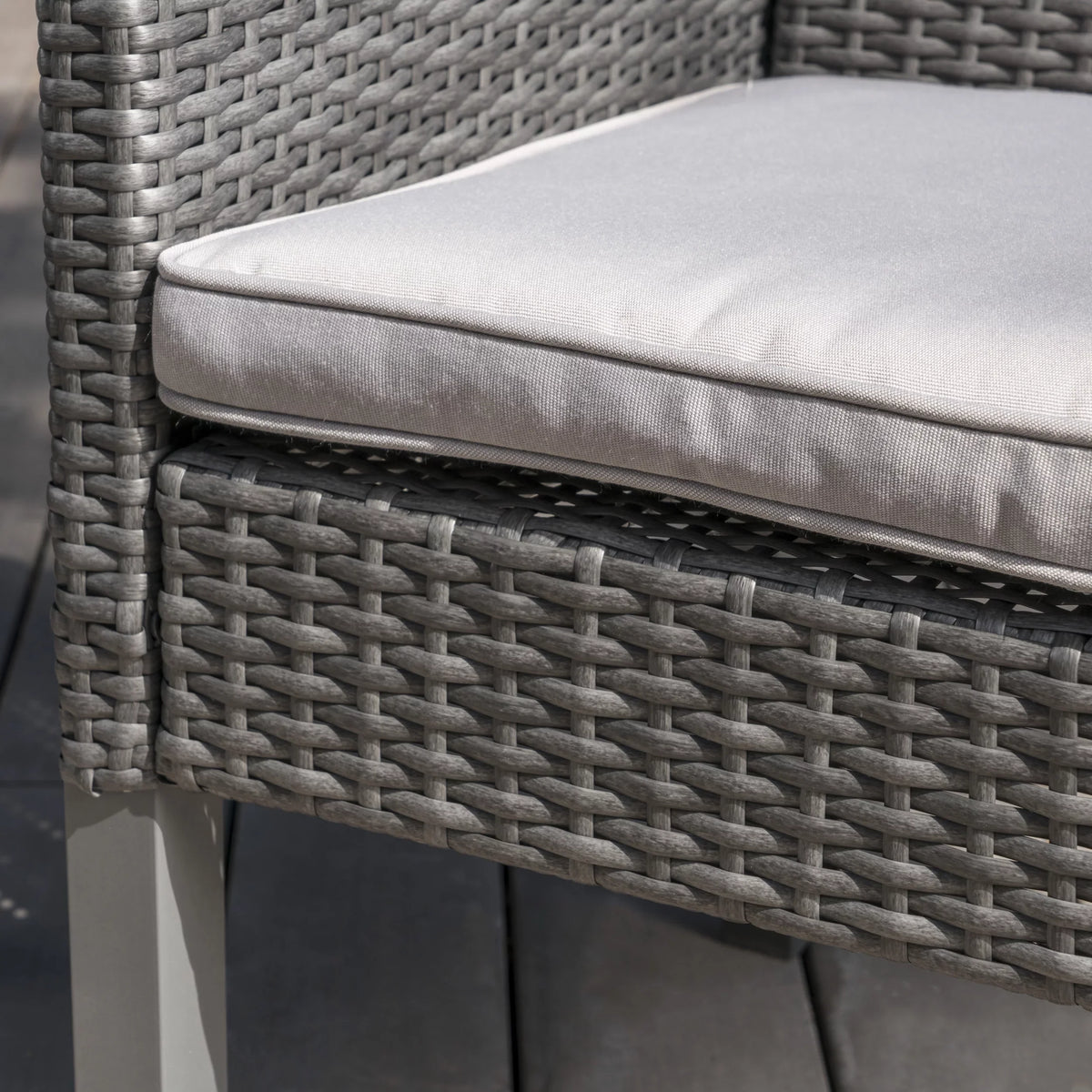 Piece with Set Cushions, Wicker Square Arcadia Dining Silver Grey, Outdoor 5